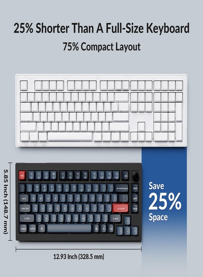 Keychron V1 Max 75% RGB Custom Mechanical Keyboard, 2.4Ghz/Bluetooth 5.1/Wired QMK/VIA Programmable Macro, Hot-Swappable Gateron Jupiter Red Switch Gasket Mount for Mac Windows Linux - Image 3